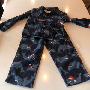 Christmas Shark Pajamas Button Up